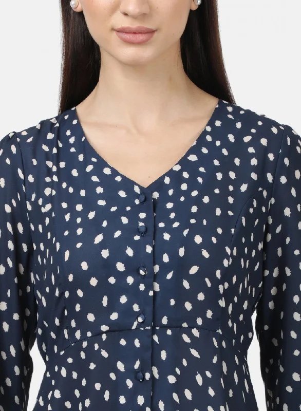 Womens Blue Printed Top