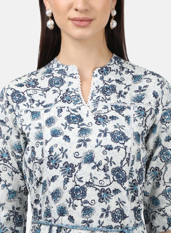 Womens Blue Printed Tops