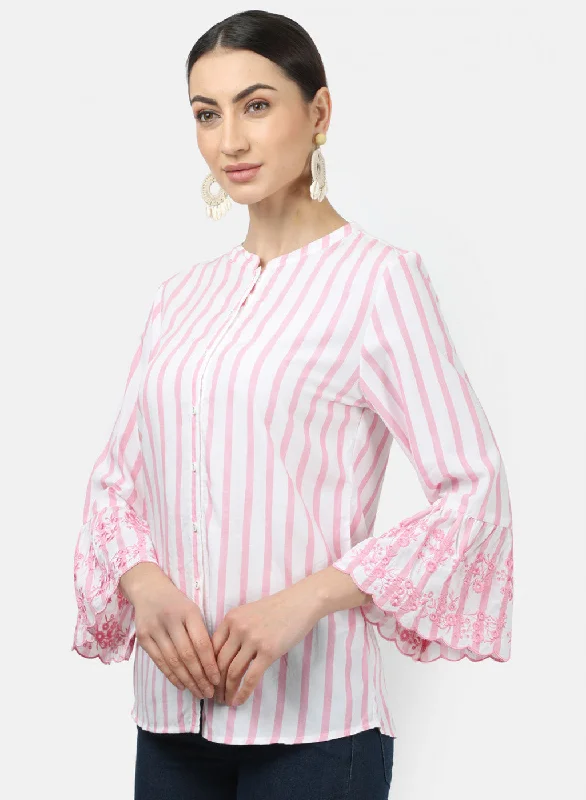 Womens Pink Stripe Tops