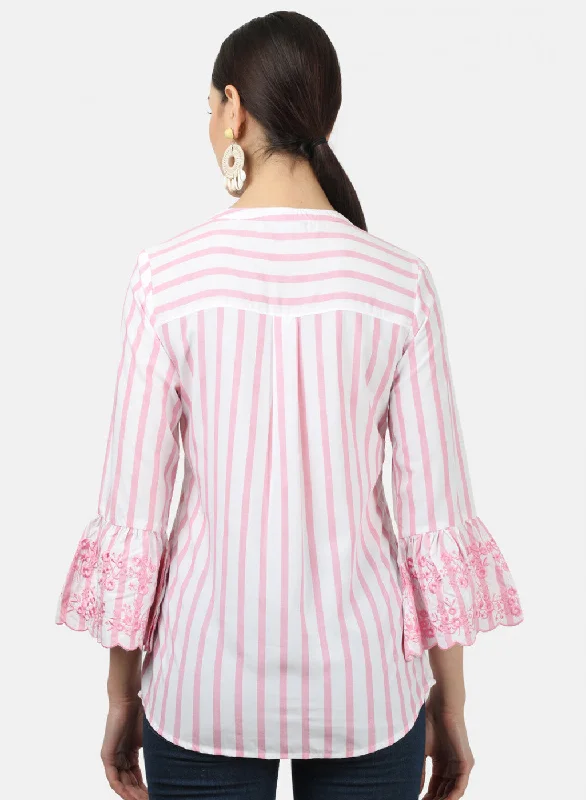 Womens Pink Stripe Tops