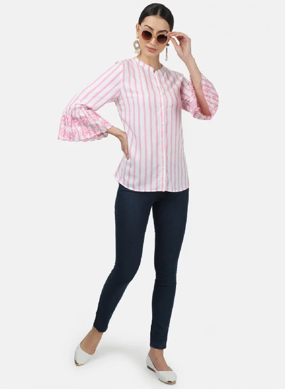 Womens Pink Stripe Tops