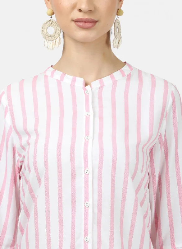 Womens Pink Stripe Tops