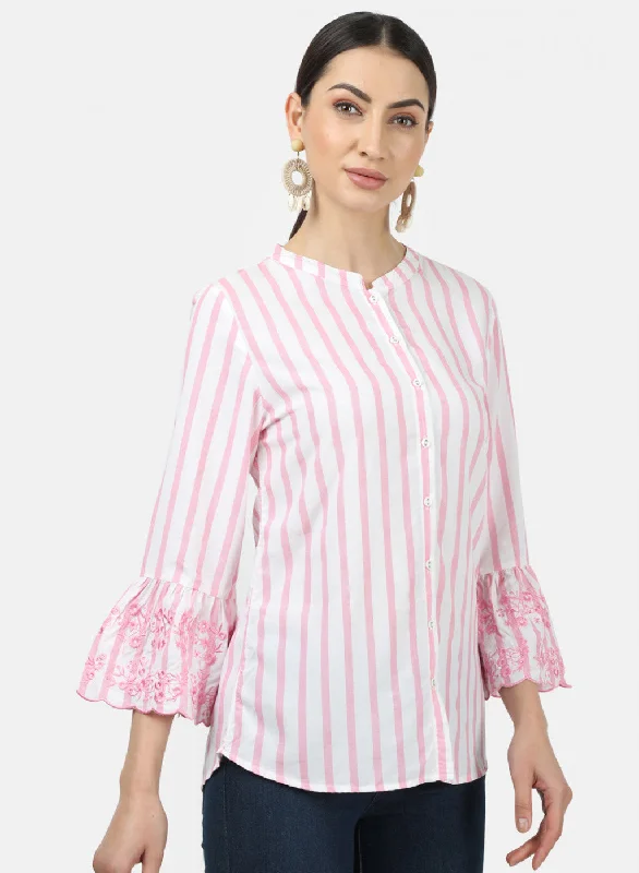 Womens Pink Stripe Tops