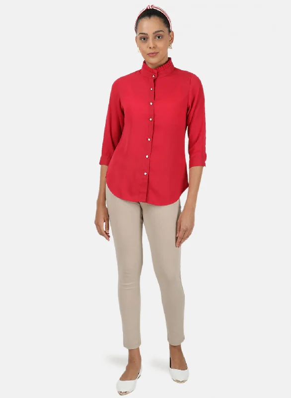 Womens Red Plain Top