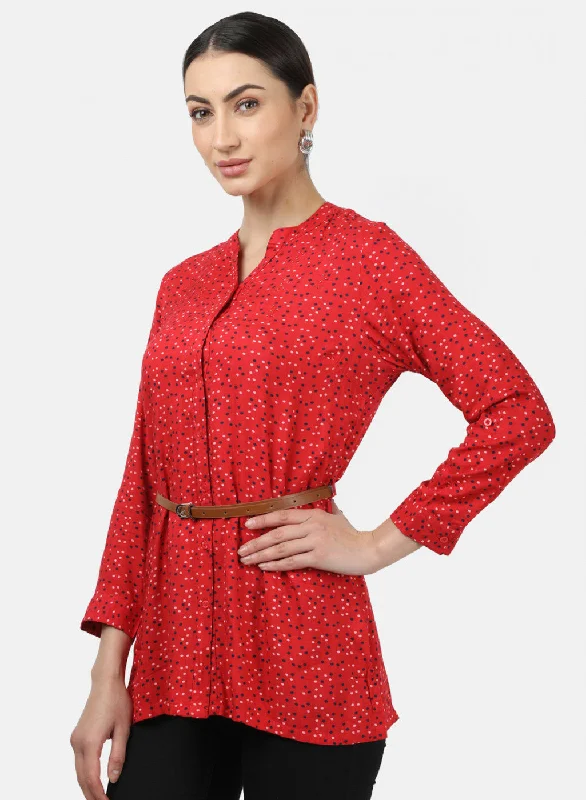 Womens Red Printed Top