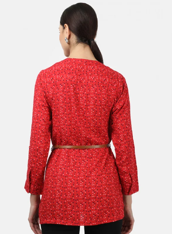 Womens Red Printed Top