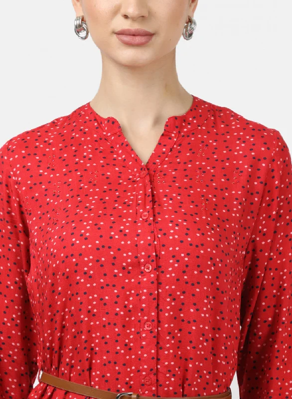 Womens Red Printed Top