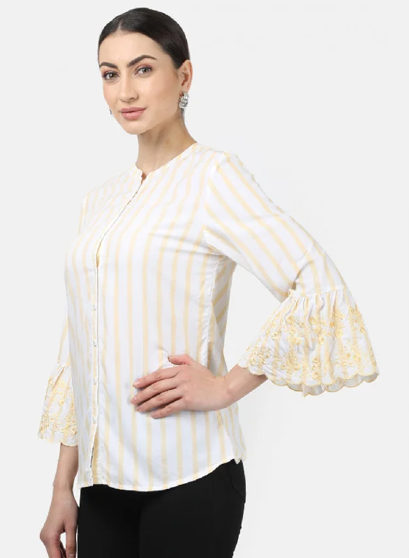 Womens Yellow Stripe Top