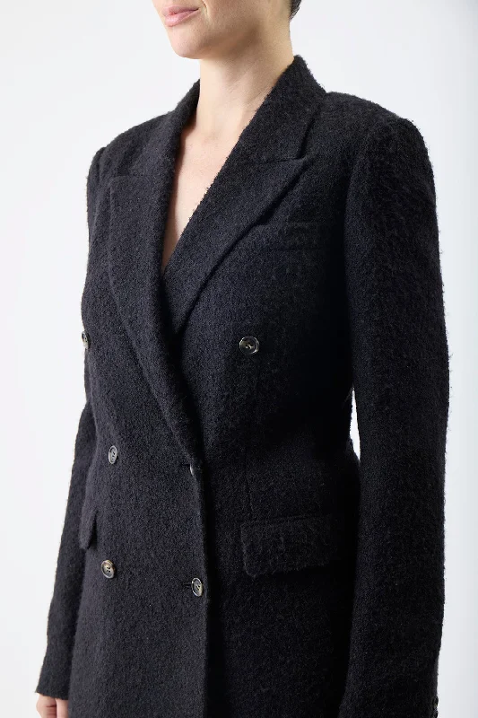 Amergin Jacket in Black Silk Cashgora Boucle Gauze