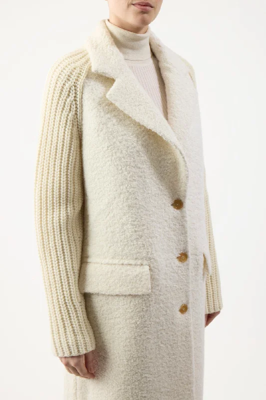 Charles Coat in Ivory Cashmere Boucle