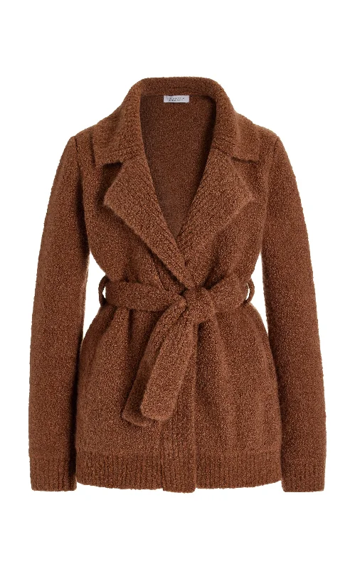 Coles Knit Cardigan in Cognac Cashmere Boucle