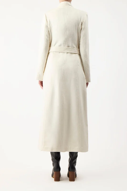 Devon Wrap Coat in Ivory Winter Silk