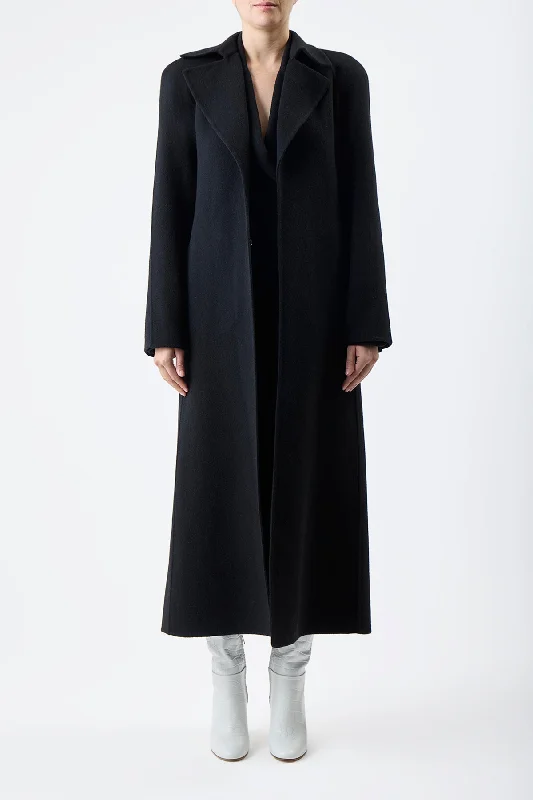 Lachlan Trench Coat in Black Double-Face Recycled Cashmere