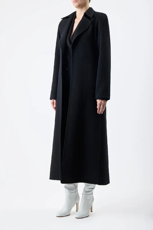 Lachlan Trench Coat in Black Double-Face Recycled Cashmere