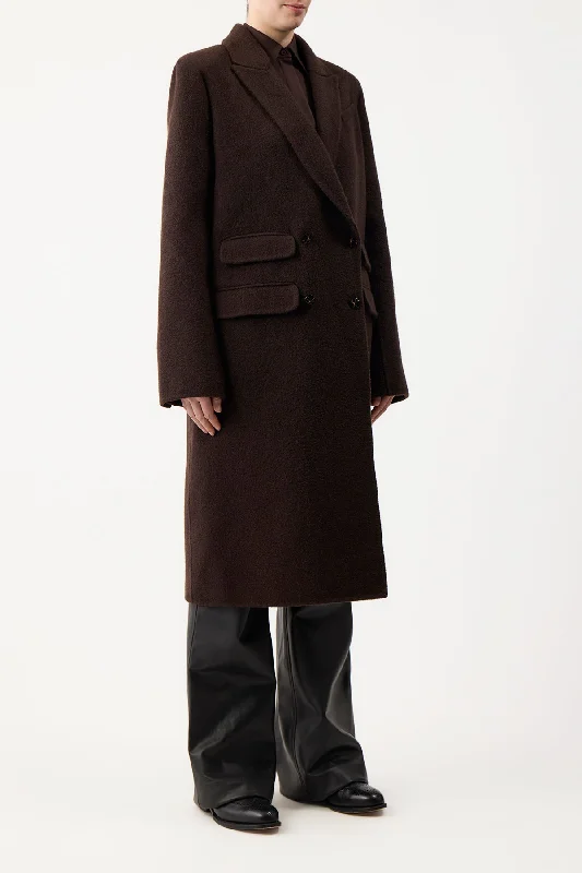 Reed Coat in Chocolate Double-Face Recycled Cashmere Felt