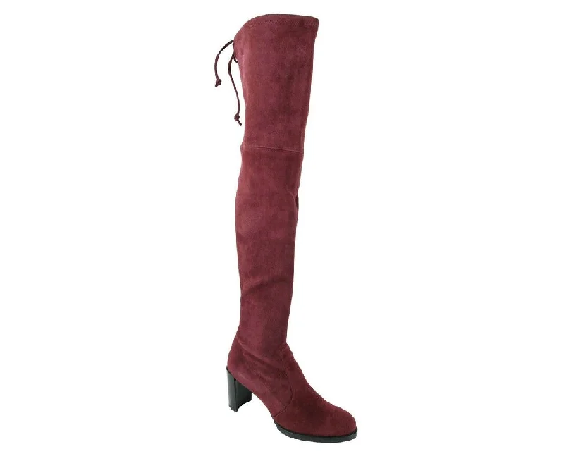 Stuart Weitzman Women's Tipland Cabernet Burgundy Suede Over the Knee Boot