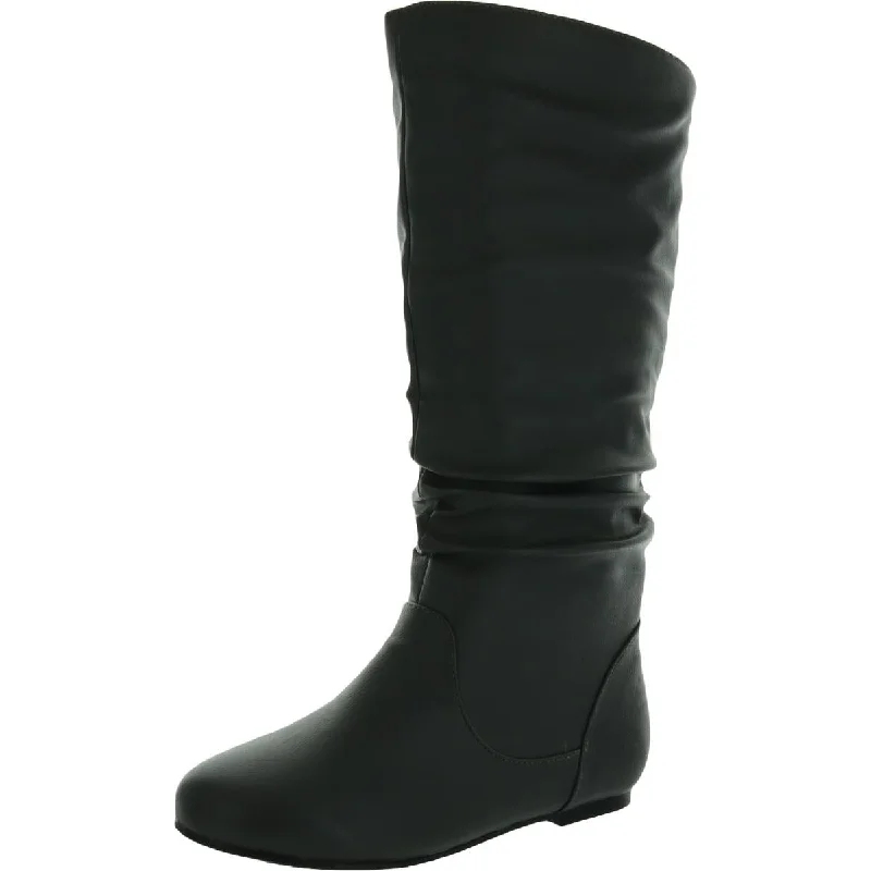 Womens Wide Calf Slouchy Mid-Calf Boots