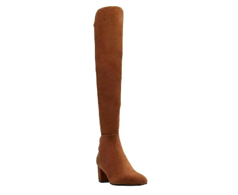 Stuart Weitzman Women's Coffee Brown Suede Heel Knee High Boots