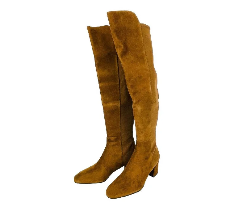 Stuart Weitzman Women's Coffee Brown Suede Heel Knee High Boots