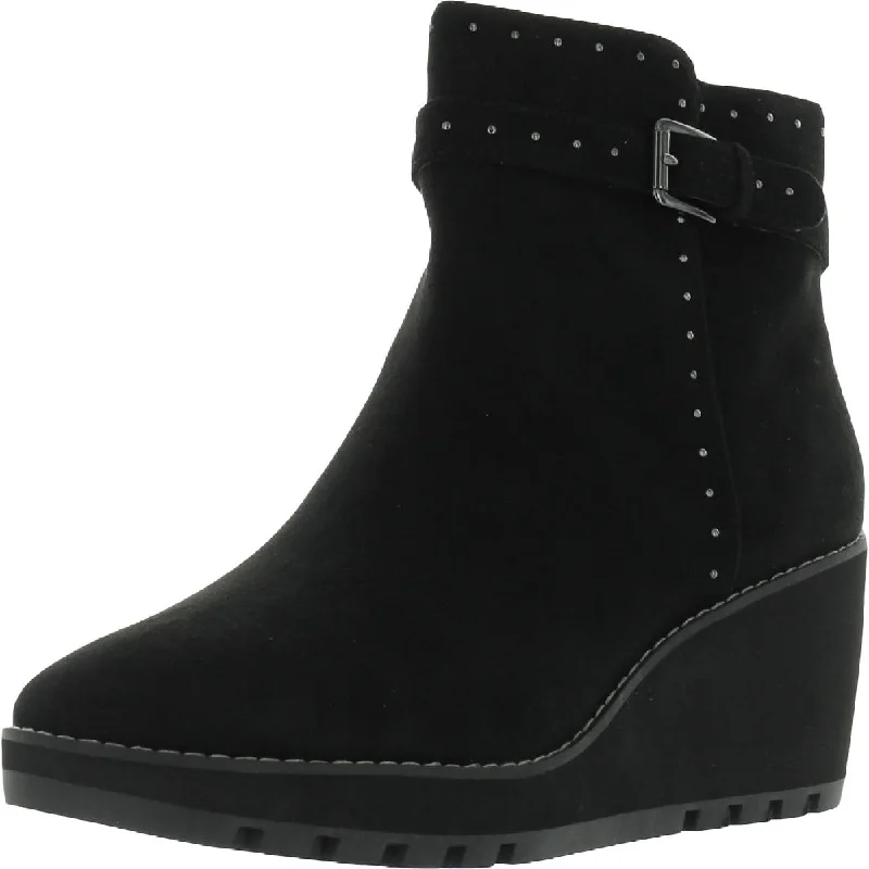 PAMELA Womens Buckle Studded Ankle Boots