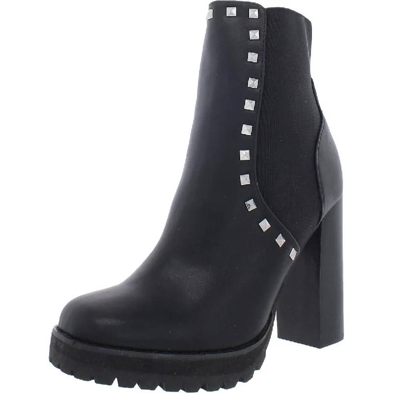 Brisa Womens Faux Leather Studded Ankle Boots