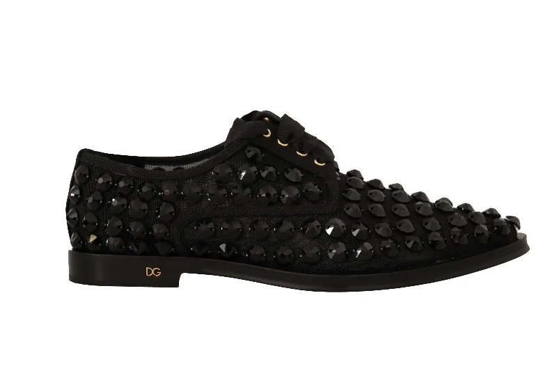 Dolce & Gabbana Elegant Gros Grain Lace-Up Jeweled Women's Flats