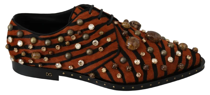 Dolce & Gabbana Tiger Pattern Crystal Embellished Women's Flats