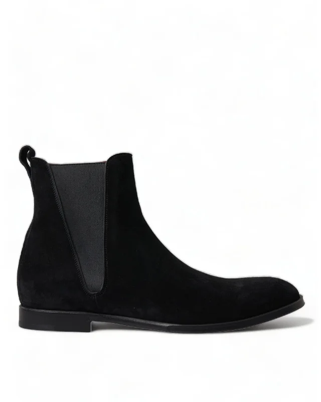 Dolce & Gabbana Suede Leather Mid Calf Boots