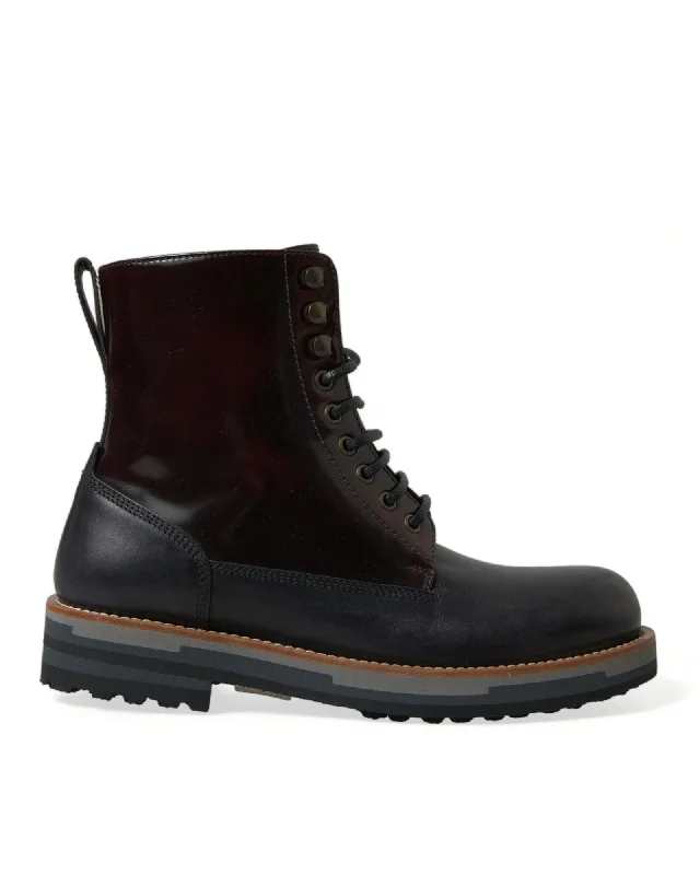 Dolce & Gabbana Leather Military Combat Boots