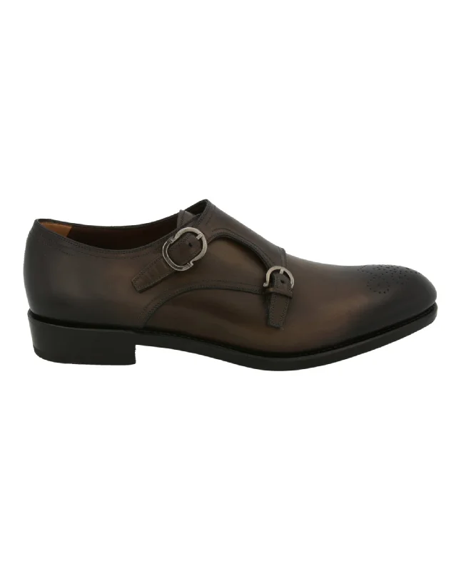 Ferragamo Mens Brighton Monk Strap Dress Shoes