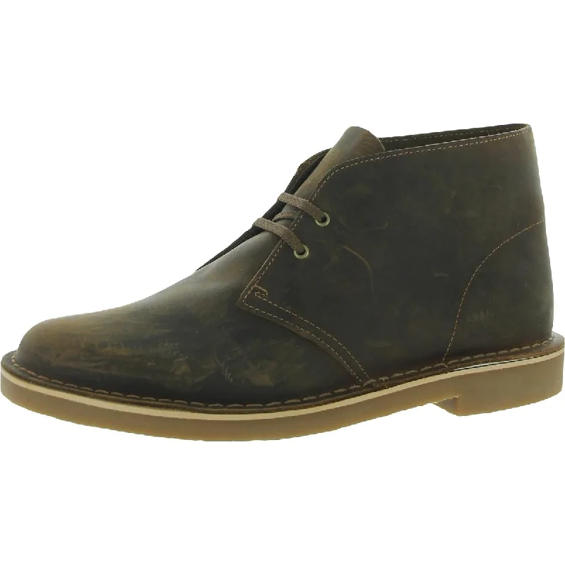 Mens Leather Lace-Up Chukka Boots