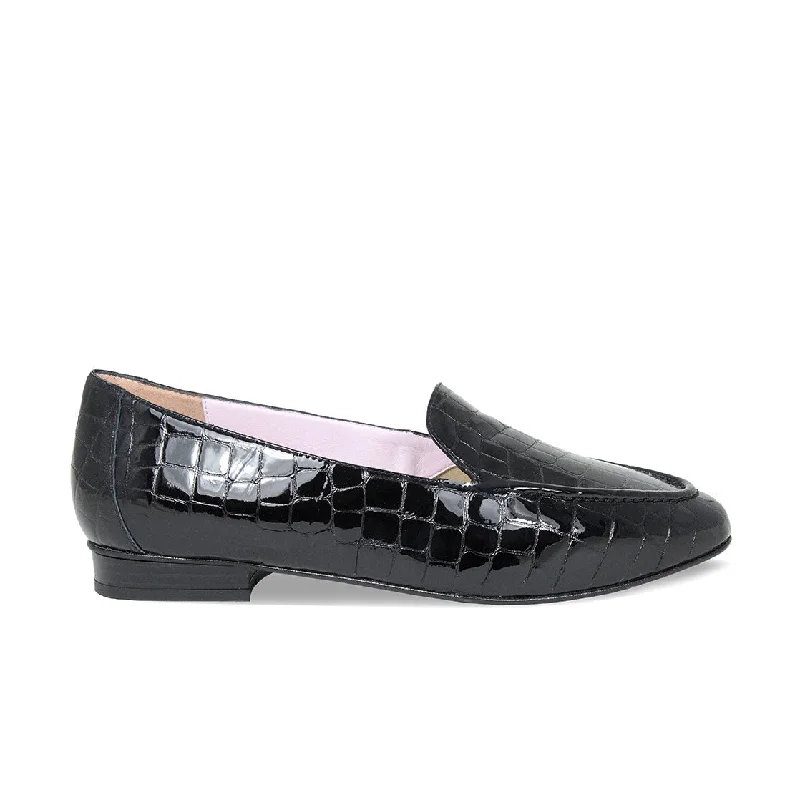 Tabitha: Black Croc Patent Leather