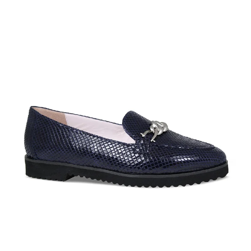 Tamara: Navy Snake Print Leather