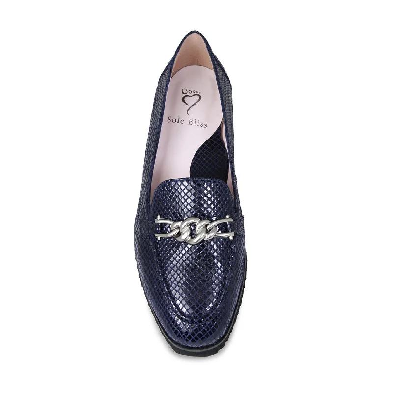 Tamara: Navy Snake Print Leather