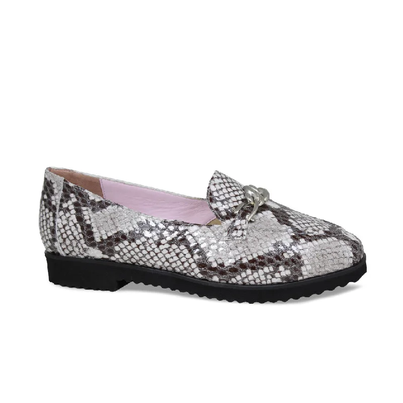 Tamara: Pale Grey Snake Print Leather