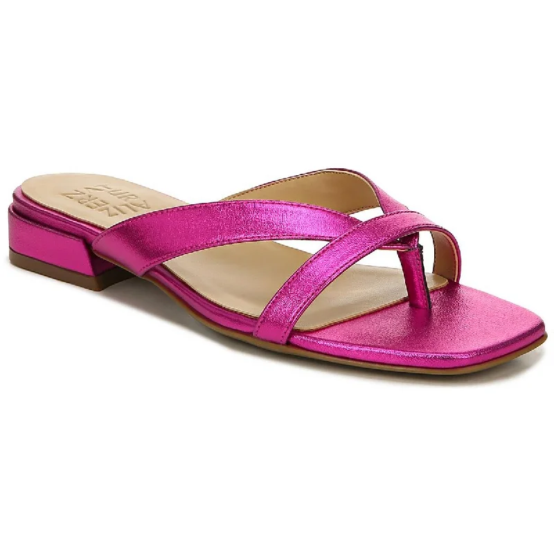 Precious Womens Faux Leather Thong Slide Sandals