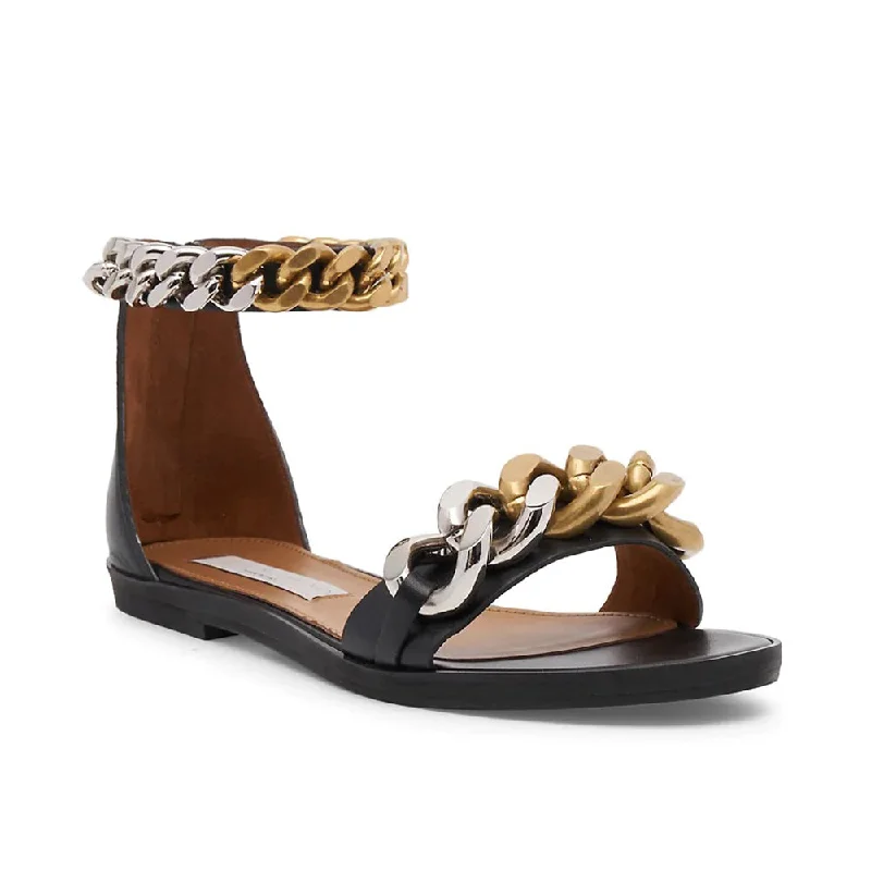 Stella McCartney Women's Falabella Two-Tone Chain-Embellished Sandals Black