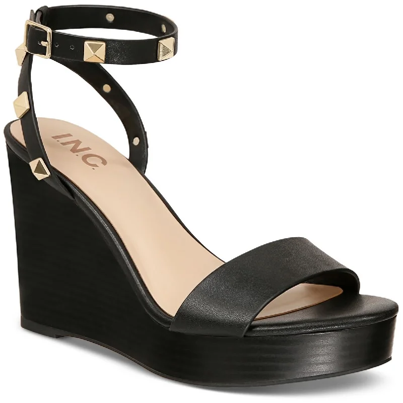 Womens Faux Leather Ankle Wedge Heels