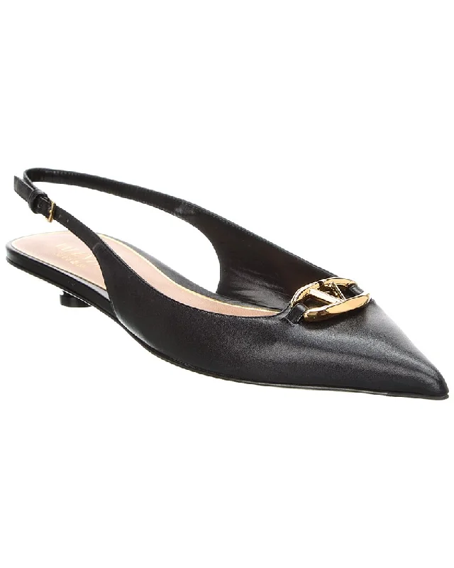 Valentino Vlogo Signature Leather Slingback Pump