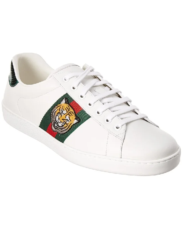 Gucci Ace Embroidered Tiger Leather Sneaker