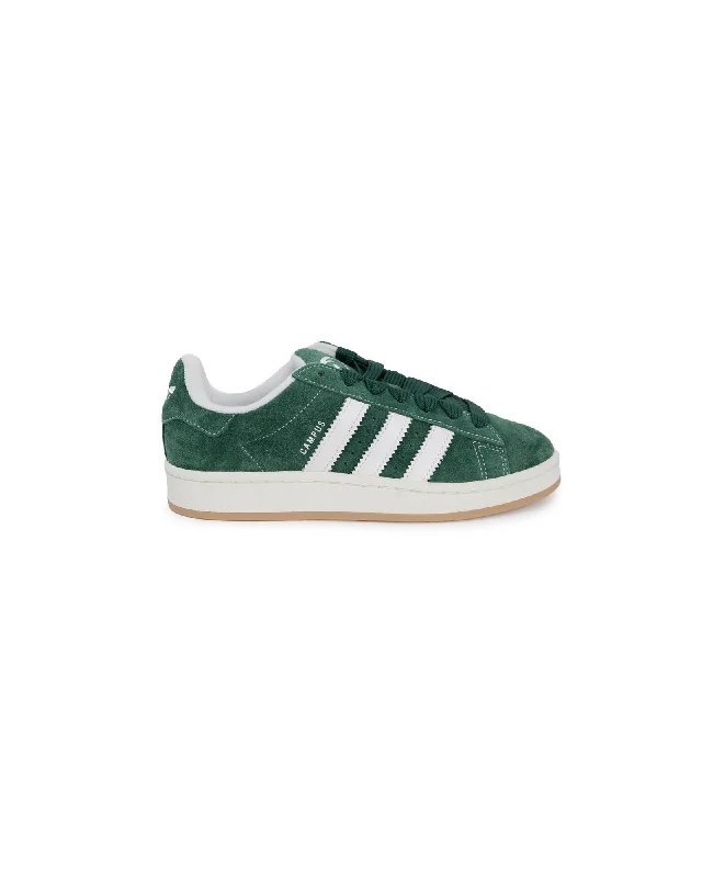 Adidas Green Plain Sneakers with Rubber Sole and Leather Lining