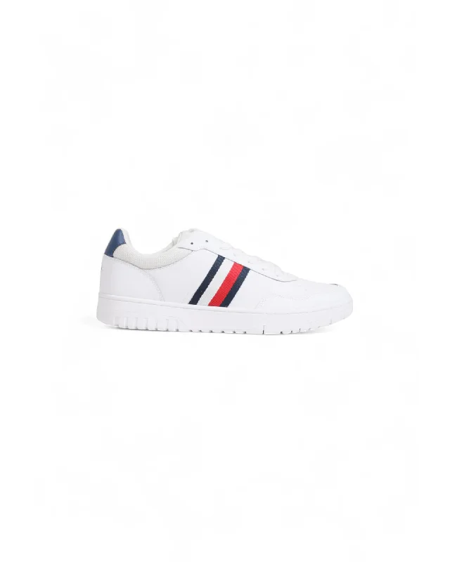 Tommy Hilfiger White Leather Sneakers with Rubber Sole