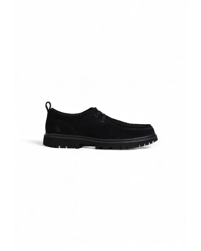 Calvin Klein Plain Black Suede Lace Up Rubber Sole Shoes