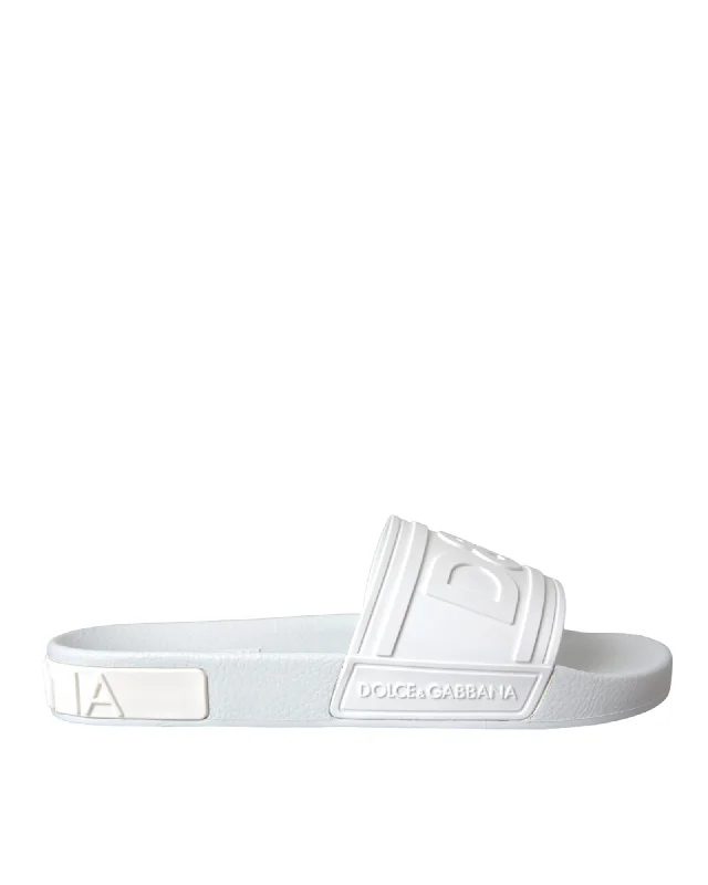 Dolce & Gabbana Rubber Slides Sandals with Logo Details