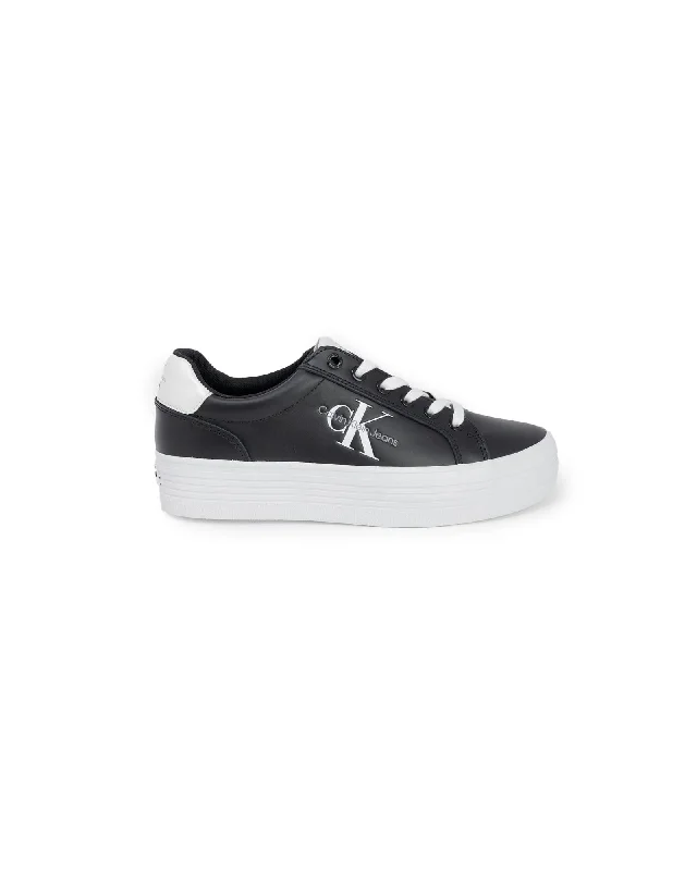 Calvin Klein Printed Leather Lace-Up Sneakers with Rubber Sole