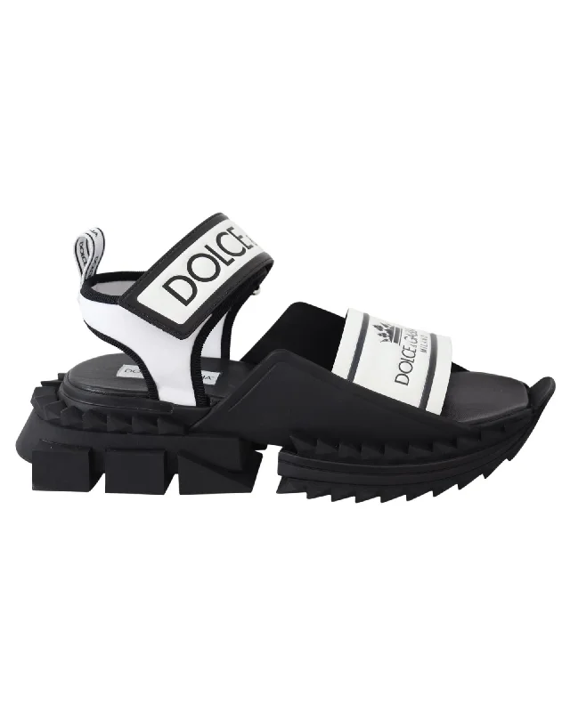 Dolce & Gabbana Monochrome Super King Slider Sandals with Embossed DG Logo