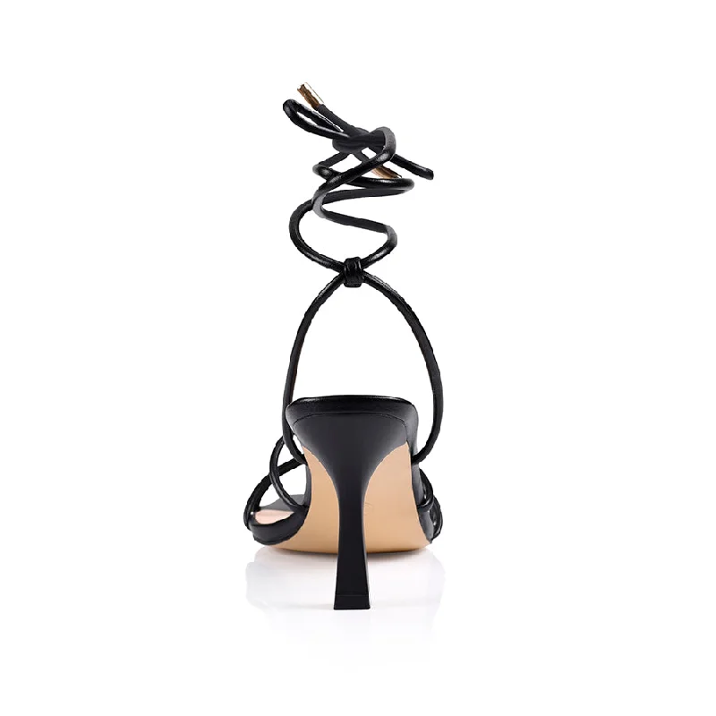 Peachy Stiletto Sandals - Black Smooth