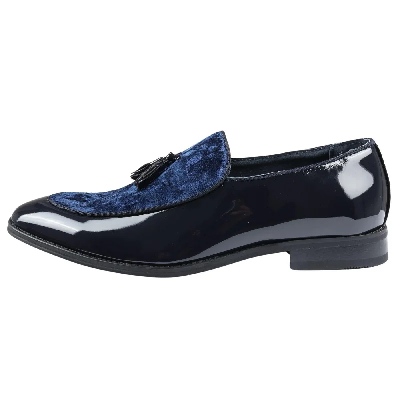 Men's Loafers Slip On Leather Lined Tassel Velvet Detailed Patent Formal Shoe